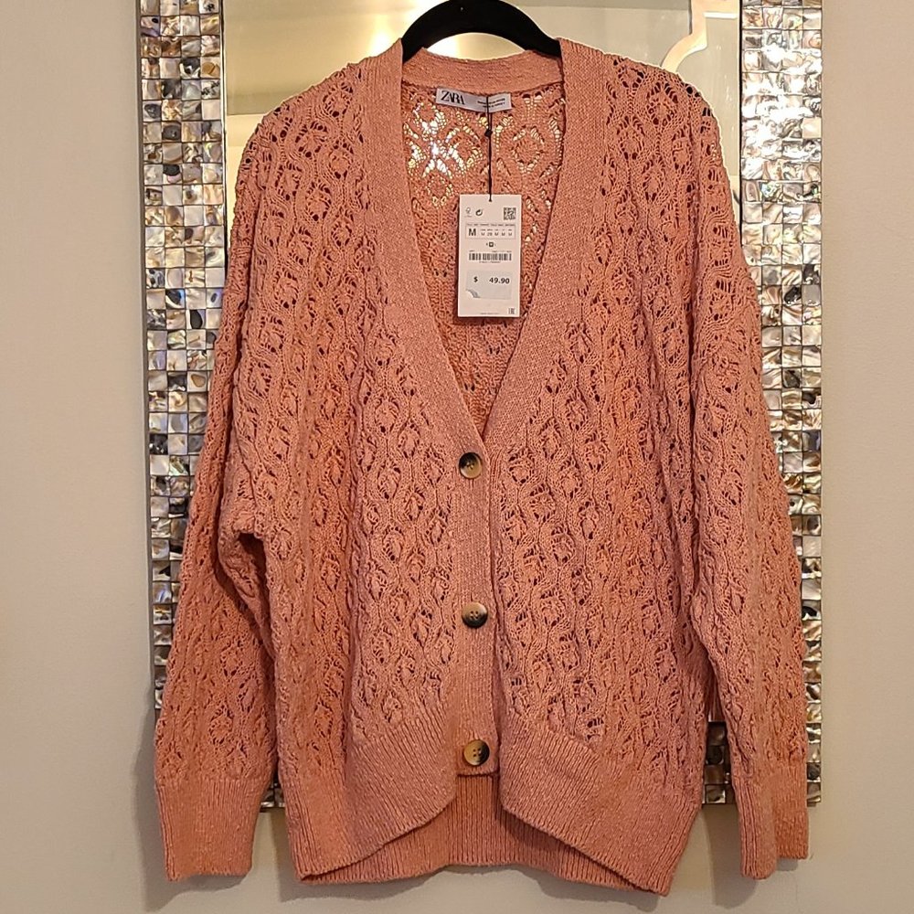 Zara Button Down Crocheted Cardigan